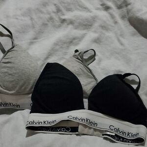 Calvin Klein Black and Gray Bralette Duo